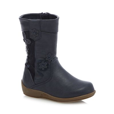 bluezoo Girls' navy applique boots
